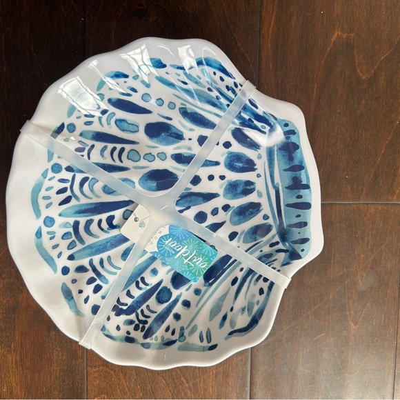 Sigrid Olsen Shell Shape Melamine Set Of 4 Appetizer Plates Nautical Blue White - Picture 2 of 2